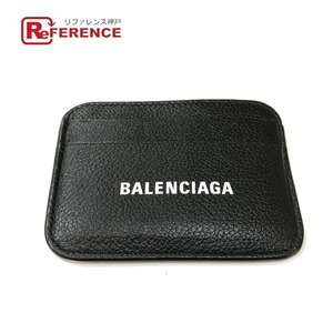 美品 BALENCIAGA バレンシアガ 593812 ロゴ フラット ICケース 名刺入れ カードケース ブラック レディース【中古】