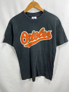 ■ Majestic マジェスティック MLB オリオールズ ＃21 マーケイキス ロゴプリント 半袖 Tシャツ 古着 サイズL 黒 アメカジ 野球 MARKAKIS■