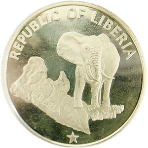 リベリア 銀貨 ゾウ シルバー 1978年 品位900/1000 34.1g アンティークコイン