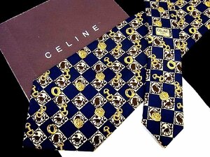 ♪今週の特売980円～♪2686♪良品【CELINE】セリーヌ【ボタン 金具 柄】ネクタイ♪