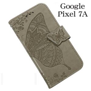 Google Pixel 7Aケース グーグルピクセル7Aケース 蝶柄デザイン ：グレー