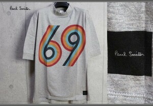新品 ポールスミス グラフィック69プリント モックネック TシャツL灰/定価1.7万円/PAUL SMITH
