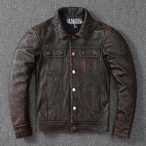 「81SHOP」オシャレ ライダースジャケット レザージャケット 本革 牛革 革ジャンコート vintage 本革コート メンズファッショ