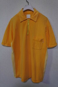 KARL HELMUT カールヘルム 半袖 ジップアップ ボーリングシャツ size M 刺繍 イエロー系 日本製