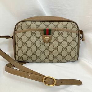 GUCCI オールドグッチ GG柄 シェリーライン ショルダーバッグ PVC レザー 斜め掛け