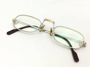 カルティエ 50□24 トリニティ 眼鏡 スクエア型 フレーム 度入り 140 老眼鏡 中古【UW060280】