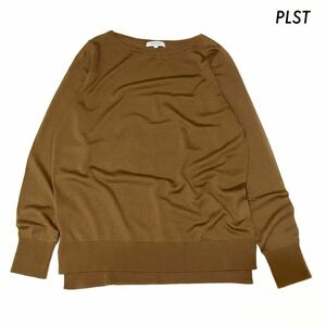 【送料無料】PLST プラステ★長袖ニット セーター ボートネック ブラウン 茶色