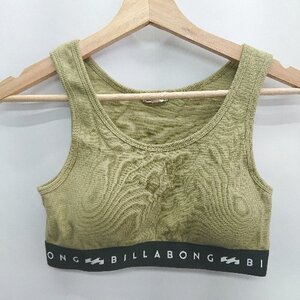 ◇ Θ BILLABONG ビラボン ブランドロゴライン パット入り ブラトップ サイズM グリーン ブラック レディース E