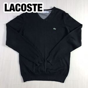 LACOSTE ラコステ コットンニット セーター FR3 US S ブラック ワニ