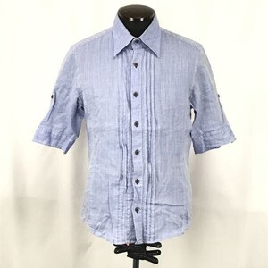 アトリエサブメン★麻/linen100％/半袖シャツ【50/Mens size -L/青系/light blue】ATELIER SAB MEN/shirt◆BG921