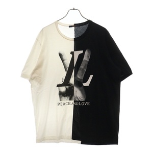 LOUIS VUITTON ルイヴィトン 18AW Peace And Love Tee ピースアンドラブ バイカラー 半袖Tシャツ ブラック/ホワイト RM182 FMB HFY89W