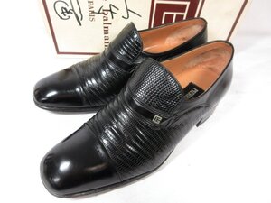 超美品 【ピエールカルダン pierre cardin】 リザード トカゲ革 キャップトゥ シューズ 靴 (メンズ) size7 ブラック □30MZA6504□