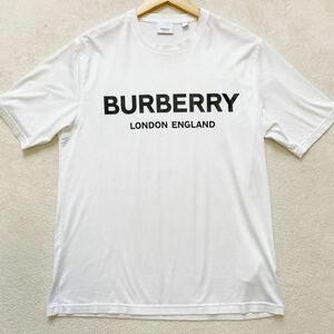 【極美品・現行タグ】 BURBERRY バーバリー メンズ 半袖 Tシャツ ビッグロゴ プリント ホワイト 白 Sサイズ 定番モデル オーバーサイズ