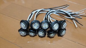 ホワイト　サイドマーカー　１０個セット　3 LED12〜30v 防水　防塵　ip67 埋込式　ユーロ　ボルスカ日野フソウud いすゞボタンマーカー