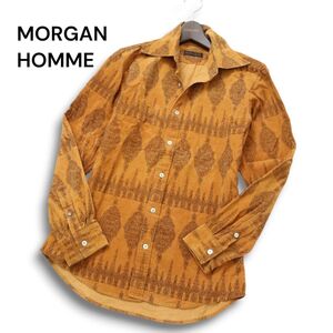 MORGAN HOMME モルガン オム 秋冬★ コーデュロイ 総柄 長袖 シャツ Sz.M メンズ　C4T10197_B#B