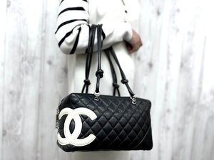 CHANEL シャネル ココマーク カンボンライン ボーリングバッグ ハンドバッグ バッグ レザー 黒 77740