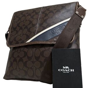 1円〜【入手困難品】定価10万円 コーチ COACH ショルダーバッグ メッセンジャーバッグ ボディバッグ PVC レザー メンズ レディース