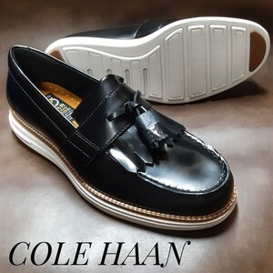 最値!新品!定35200円!生産終了!米国クラシックデザイン!コールハーン(COLE HAAN)ソフトレザー タッセル ローファー!ブラック!黒白 25.5cm 