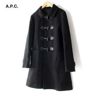 フランス製 A.P.C アーペーセー アルパカ混 上質ウールメルトン ダッフルコート ネイビー 36