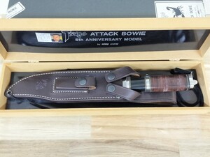 Tsuge ATTACK BOWIE 5th ANNIVERSARY HIRO KNIVES サバイバルナイフ 革鞘 柘植 アタックボウイ 美品