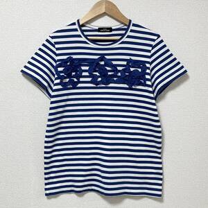 AD2012 tricot COMME des GARCONS 立体 花 リボン 装飾 ボーダー Tシャツ トリココムデギャルソン 半袖 カットソー Tee archive 4080193