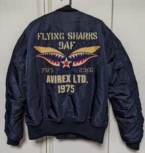 AVIREX/美品メンズXL/MA-1フライトジャケット/FLYING SHARKSフライングシャークス/ネイビー/6172151/ジャンパー・ブルゾン/N-3B等出品中