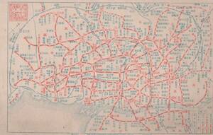 60505ZO●戦前絵葉書●東京電車線路地図 路線図●古地図 郷土資料 観光