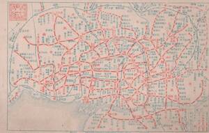 60505ZO●戦前絵葉書●東京電車線路地図 路線図●古地図 郷土資料 観光