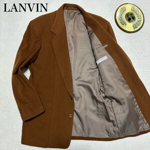 希少XL!ランバン【極上カシミヤ素材】LANVIN studio ロゴ刻印 金ボタン テーラード ジャケット ブレザー ウール 2B 総裏 キャメル 茶 50 LL