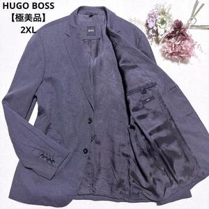 現行タグ【至高の逸品】HUGO BOSS ヒューゴボス テーラードジャケット 2XL 大きいサイズ ストレッチ ボックスタグ 黒タグ サイドベンツ