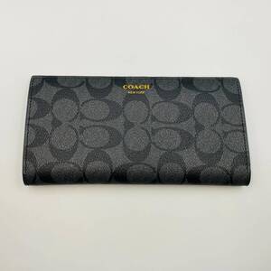 ♪A90563:COACH コーチ 長財布 二つ折り財布 シグネチャー ブラック F74599 メンズ