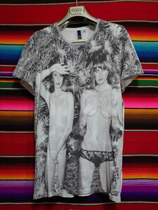 H&M エイチアンドエム 2011 Roxy Music SEXYGIRL プリントTシャツ 中古 Mサイズ ホワイト モノトーンカラー ヴィンテージモデル