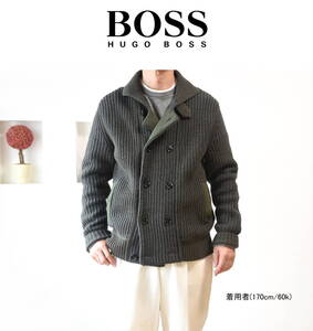 HUGO BOSS（ヒューゴボス）ダブルブレスト・ニットジャケット sizeM　　アウター　ニットブルゾン