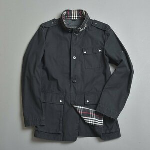 1円 BURBERRY バーバリー ブラックレーベル M65 ジャケット L チェック コットン 黒 フード コート アウター M-65 ミリタリー 服 ■a.k/a.a