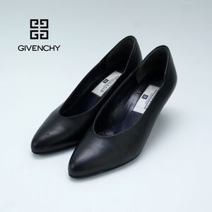 GIVENCHY ジバンシイ 36 23.0 パンプス ヒール アーモンドトゥ レザー ブラック/QC10