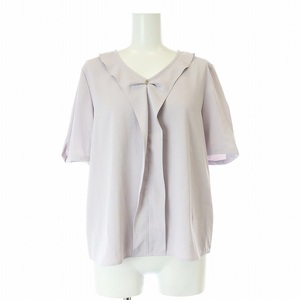 ナチュラルビューティーベーシック NATURAL BEAUTY BASIC 24SS Vネックメタルポイントブラウス 半袖 M 紫 パープル