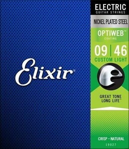 Elixir エリクサー エレキギター弦 OPTIWEB Custom Light .009-.046 #19027 【国内正規品】