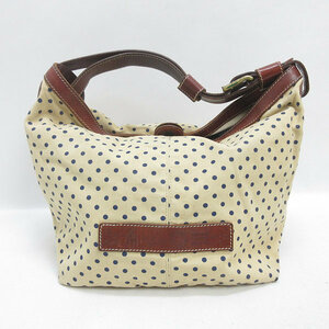 Q■伊製■フェリージ/Felisi 03-58/2 牛革 肩掛け ワンショルダーバッグ/ドット柄キャンバス■BAG/46【中古】