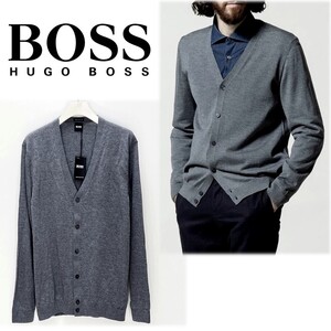 《HUGO BOSS ヒューゴボス》新品 イタリア製素材使用 羊毛100% ハイゲージ ニットカーディガン L S0521