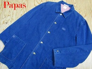 ★パパス Papas★メンズ カバーオール風 インディゴデニムジャケット★R70126028C