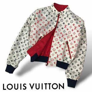 r205 レア LOUIS VUITTON 2017 ルイヴィトン リバーシブル ジップアップ ジャケット ブルゾン アウター モノグラム 34 イタリア製 正規品