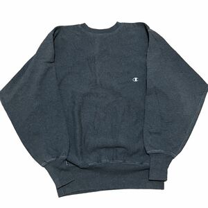 90s Made in USA 刺繍タグ Champion リバースウィーブ スウェット　チャコール チャンピオン　ブラックフェード　黒