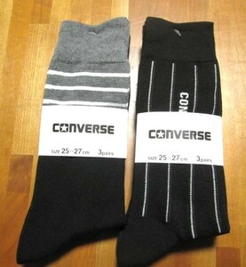 *送料無料*新品*25-27㎝*コンバース*ソックス3足×2*黒紺グレー*①*CONVERSE*福助*