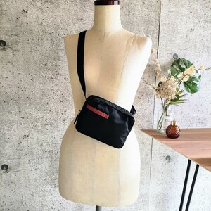 美品 PRADA プラダスポーツ archive 2way ナイロン ウエストポーチ ボディバッグ ポシェット サコッシュ ミニバッグ 黒 レディース メンズ