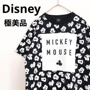 【極美品】Disney　ディズニー　半袖シャツ　カットソー　ミッキー　ブラックM