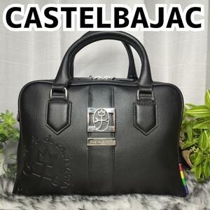 カステルバジャック バッグ ブラック レザー CASTELBAJAC ハンドバッグ 黒 ロゴ 金金具 男性 ボストンバッグ メンズ ミニボストン ビジネス