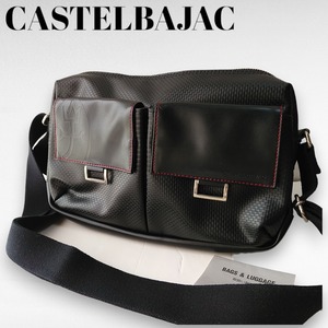 CASTELBAJAC　カステルバジャック　ラグー ショルダーバッグ 068111 ブラック　横型　編み込み　格子型　230906-si3