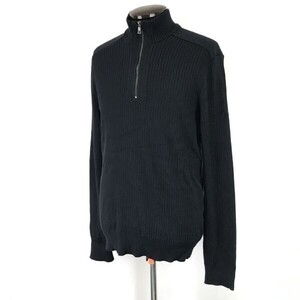 INTERNATIONAL CONCEPTS/アイエヌシー/I・N・C☆ハーフジップ/ニットセーター【メンズL/黒/black】Tops/Sweater◇mBH608