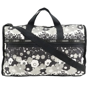 LeSportsac レスポートサック フラワー ボストンバッグ ナイロン 黒/グレー レディース【W171724705】中古