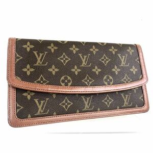 ■外観美品■希少■LOUIS VUITTON ルイヴィトン　モノグラム　ポシェットダムPM クラッチバッグ　PVC×レザー　ブラウン　フランス製